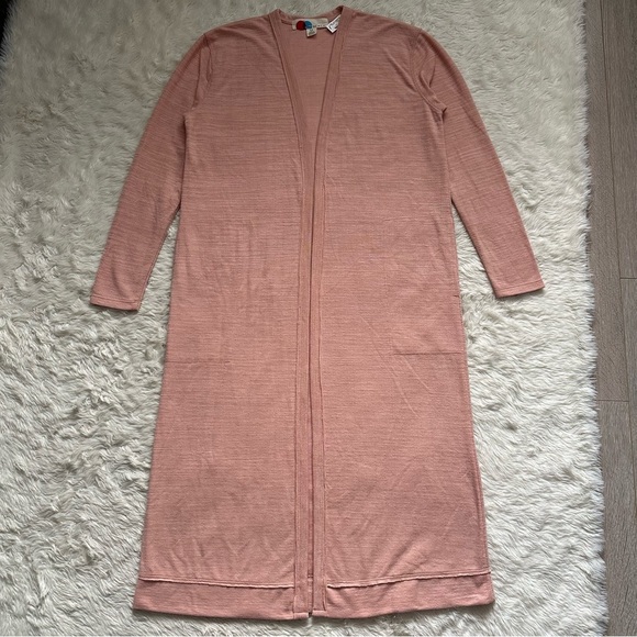 Free People FP Beach Sweater Bi-Coastal Cardigan Duster Papaya Sun Sz S - Picture 3 of 14